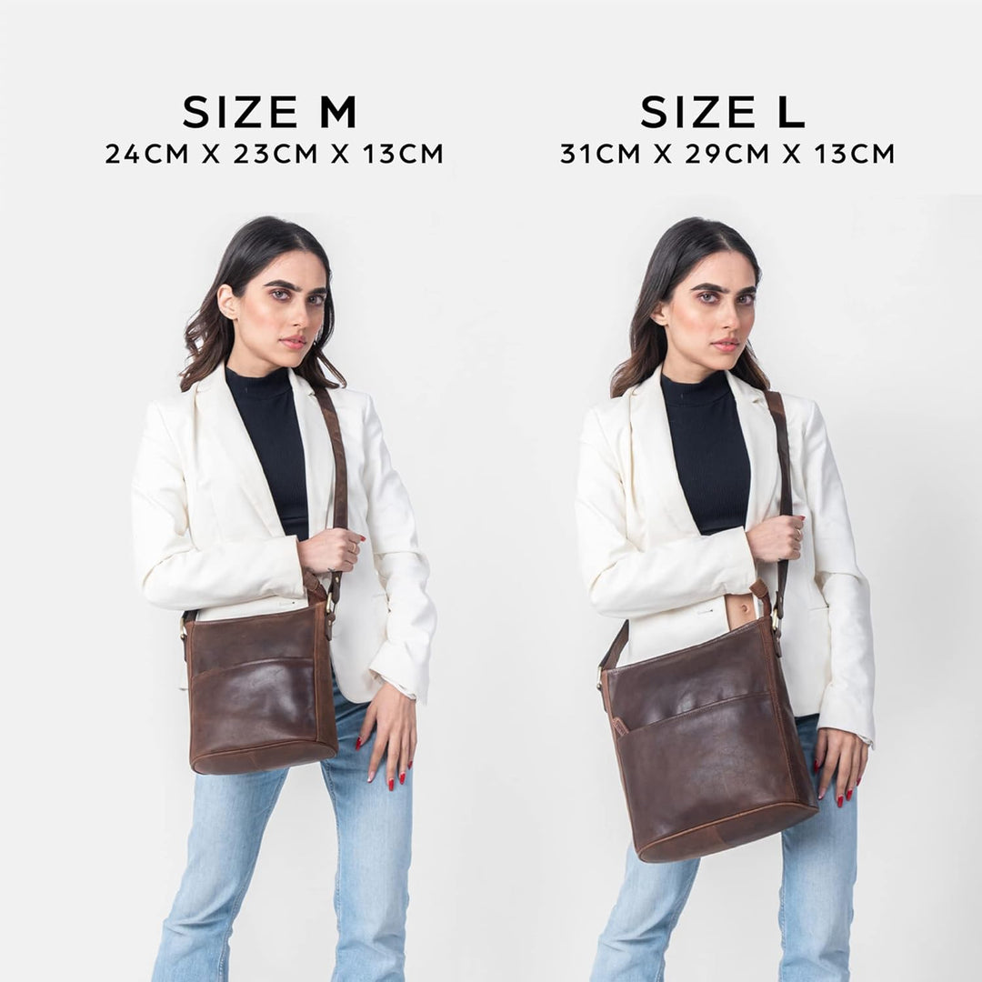 LEABAGS Leder Handtasche Damen I Premium Echtleder Umhängetasche I Schultertasche I Damentasche I Tr