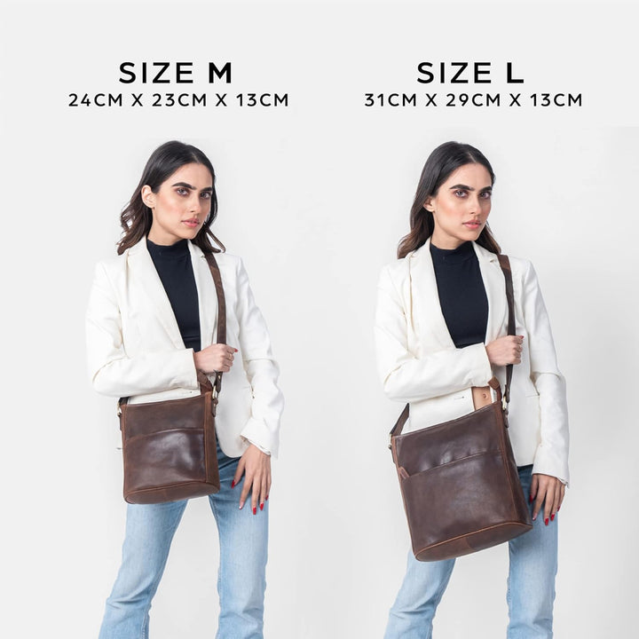 LEABAGS Leder Handtasche Damen I Premium Echtleder Umhängetasche I Schultertasche I Damentasche I Tr