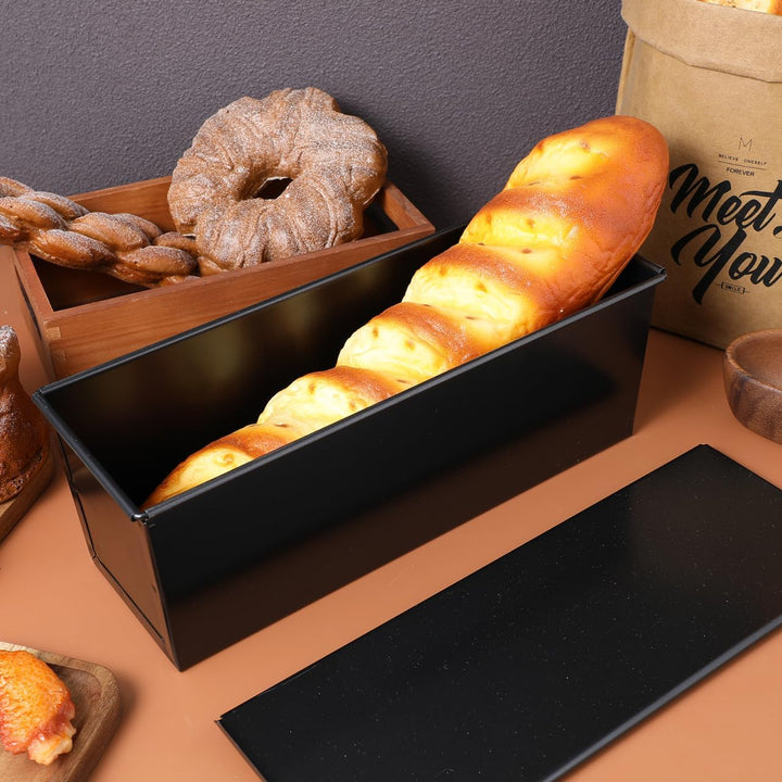 HEMOTON Toastbrot Backform Mit Deckel 13X4.8 Zoll Antihaft Laibpfanne Für Hausgemachtes Brot Und Toa
