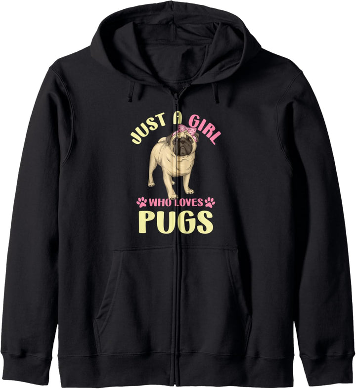 Just A Girl Who Loves Pugs Pug Dog Lover Gift Kapuzenjacke