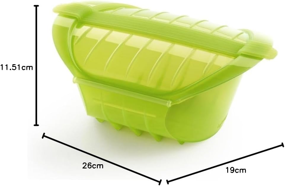 Lékué Dampfbox mit Einlegeboden, 3–4 Personen, 1000 ml, Platin-Silikon, grün Grün 1000 ml, Grün