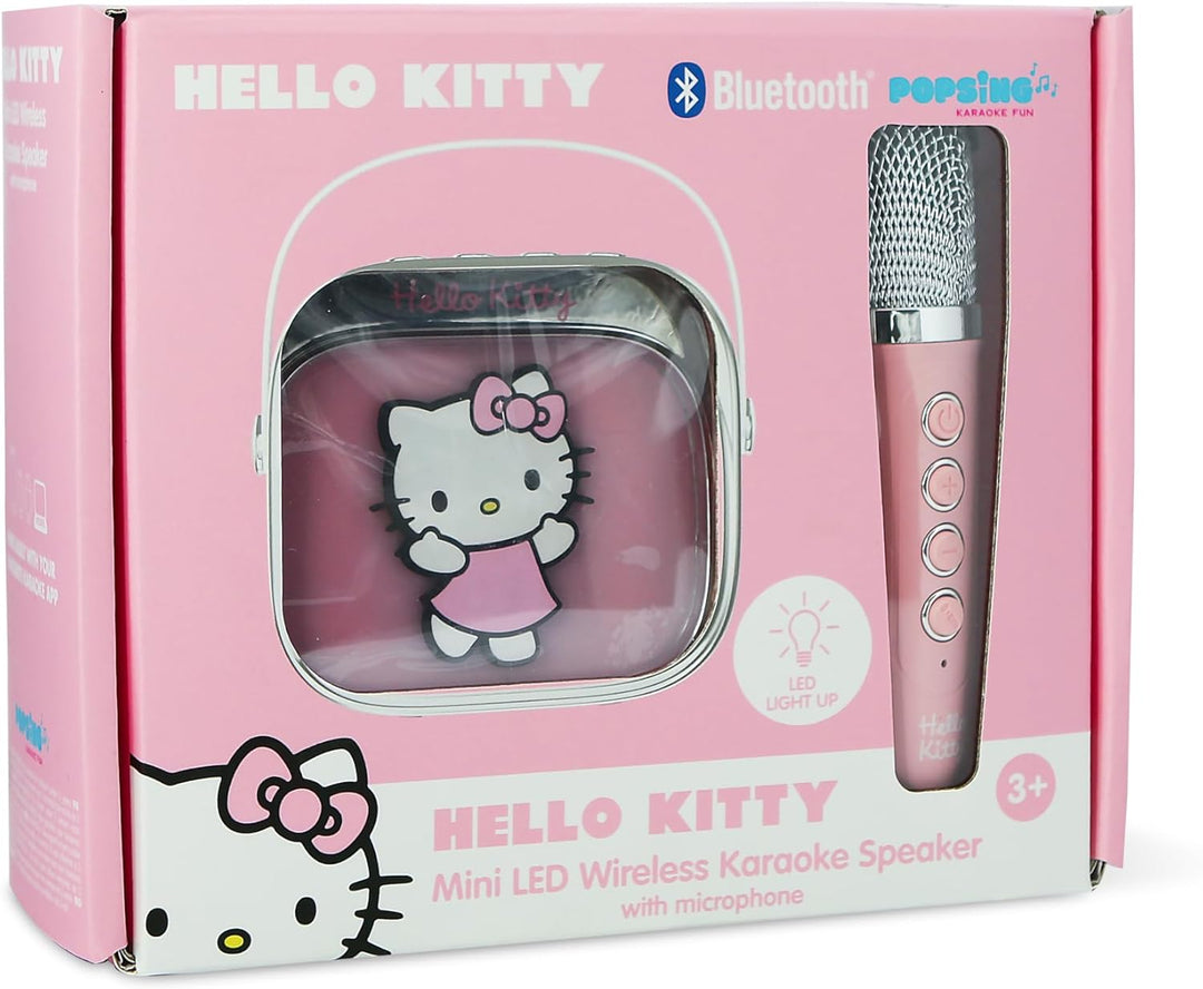 Hello Kitty Mini LED Wireless Karaoke Lautsprecher mit Bluetooth Mikrofon Pink Farbwechsel Lichter