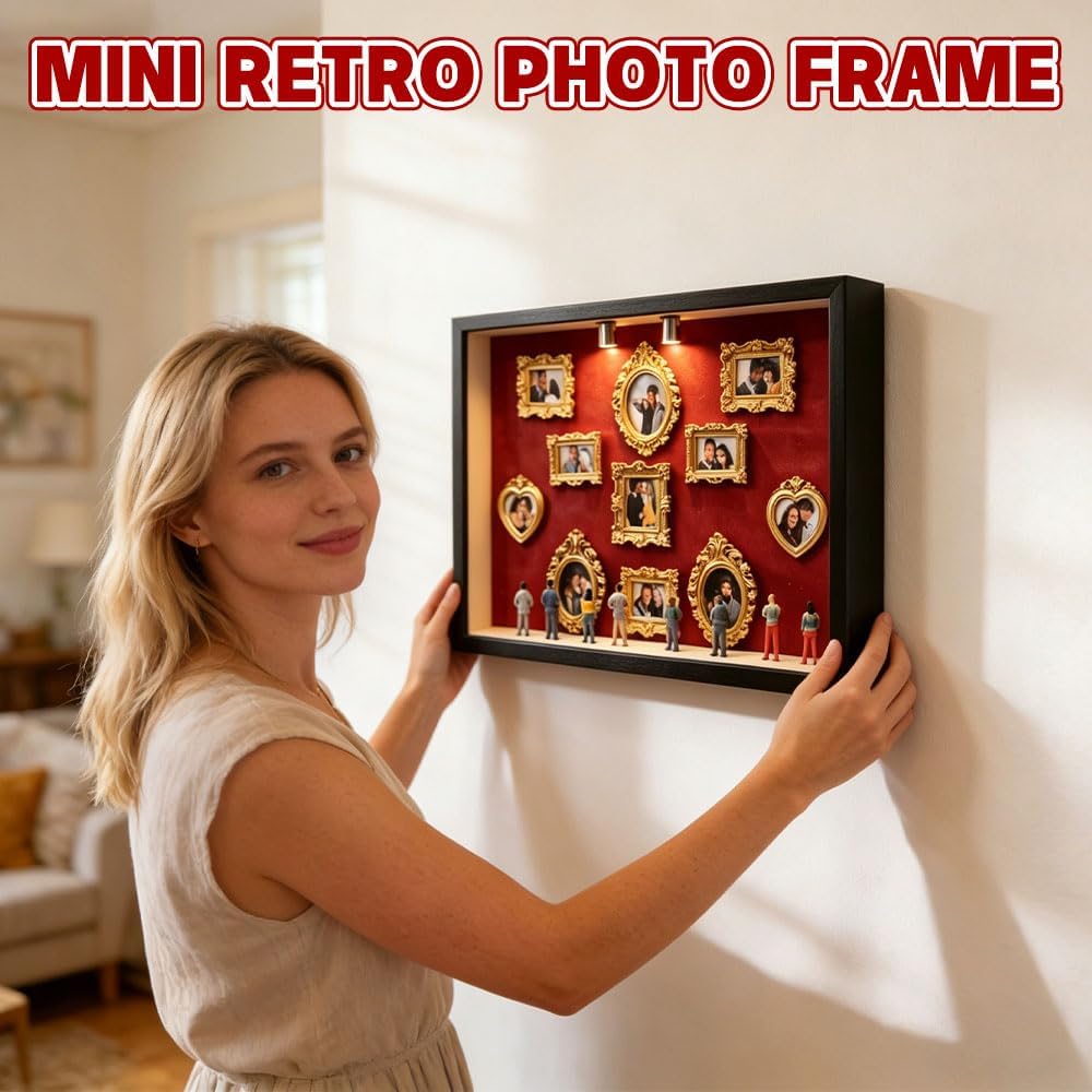 DIY Mini Museum Silhouette Box, Museum of Us Kreatives Bilderrahmen Set mit 11 Gold Rahmen & 8 Figur