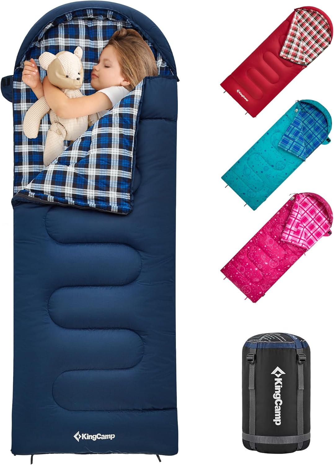 KingCamp Kinderschlafsack Schlafsack Winter Warmer Deckenschlafsack 3-4 Jahreszeiten für Kinder beim
