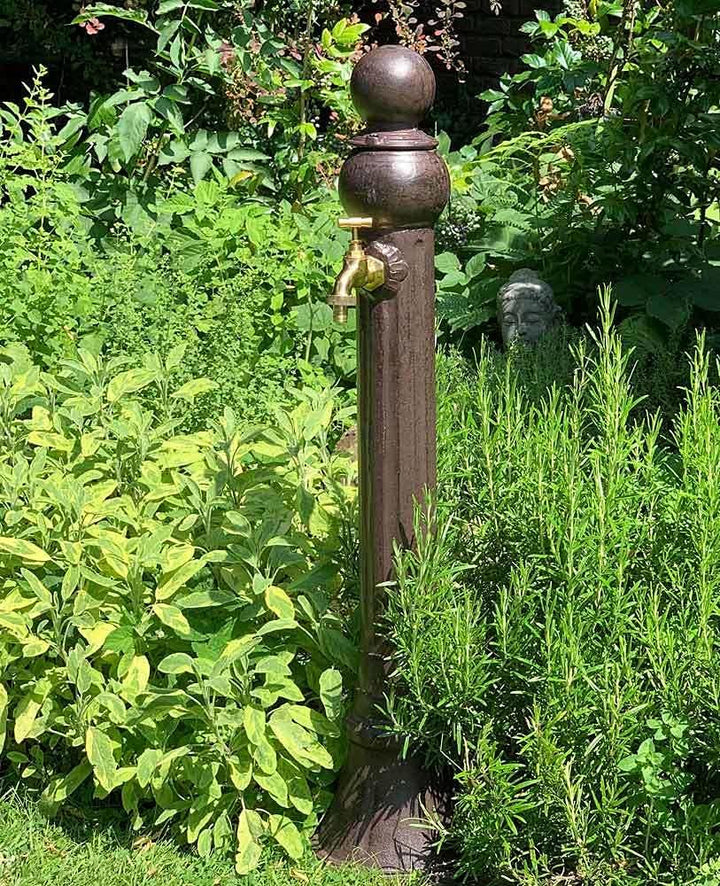 zeitzone Wasserzapfsäule Wasserzapfstelle für Garten Standbrunnen Antik-Stil Braun 85cm