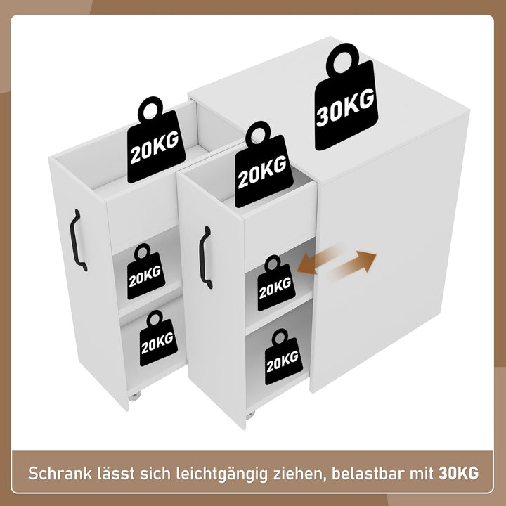Aktenschrank auf Rollen 52x50x75 cm – Büro Rollcontainer mit Fächern & Schublade, aus Holz, flexibel