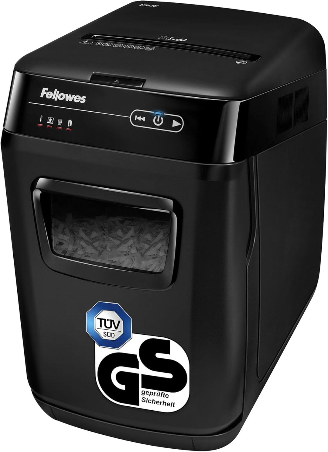 Fellowes Auto-Feed 150C Partikelschnitt Aktenvernichter (P-4), 150 Blatt, für 1-3 Nutzer im Büro ode