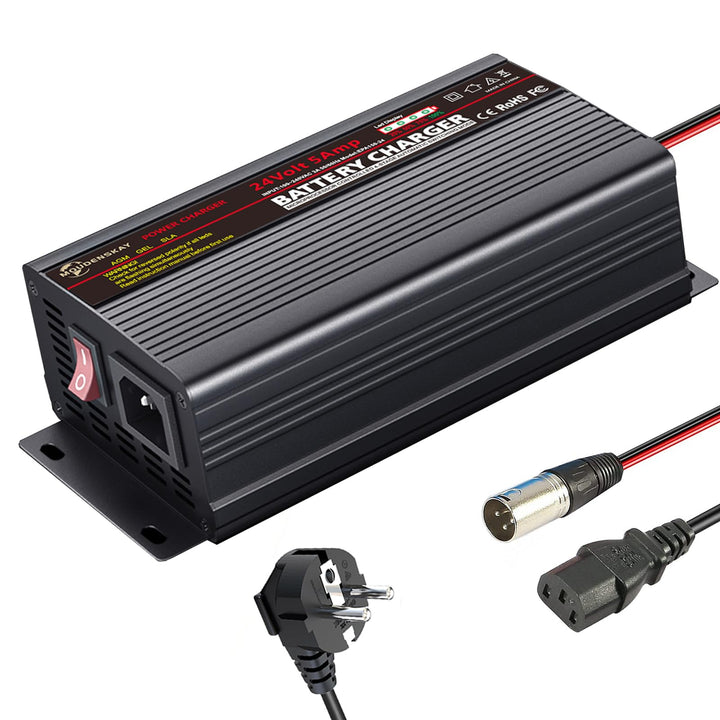 MOUDENSKAY 24V 5A Batterie Ladegerät 24V Batterieladegerät Mit XLR-Anschluss für Roller Rollstuhl Au