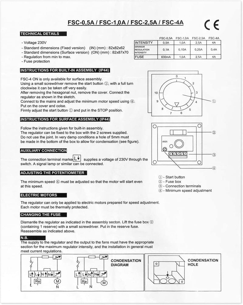 neverest Dimmer 230V 1.0 A Drehzahlregler für Ventilatoren Pumpen Motoren Aufputz/Unterputz Montage,