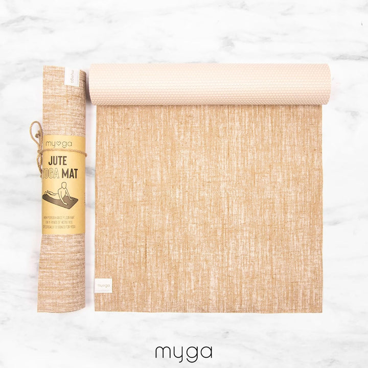 Myga Jute Yogamatte – Rutschfeste Gymnastikmatte, Pilates, Meditation &amp; Fitness – Mehrzweckmatte mit