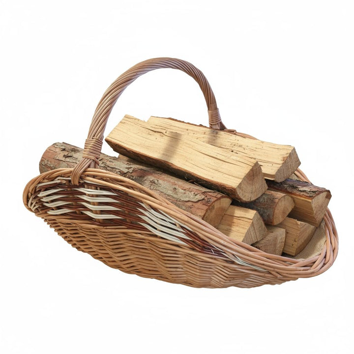 Weide-Kaminholzkorb für Holz cm mit Jute 60 x 34cm | Feuerholz korb | Holzkörbe | Kamin Aufbewahrung