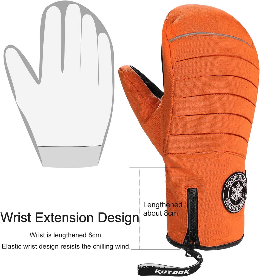 KUTOOK Skihandschuhe Ziegenleder Fäustlinge Wasserdicht Warm Winter Snowboard Handschuhe Winddicht W