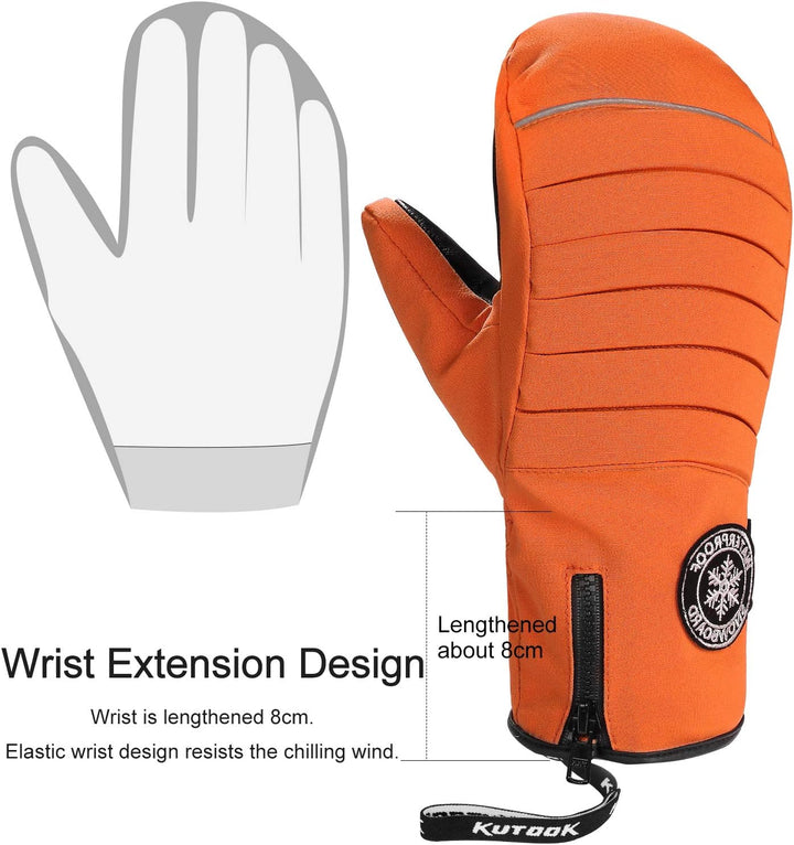 KUTOOK Skihandschuhe Ziegenleder Fäustlinge Wasserdicht Warm Winter Snowboard Handschuhe Winddicht W