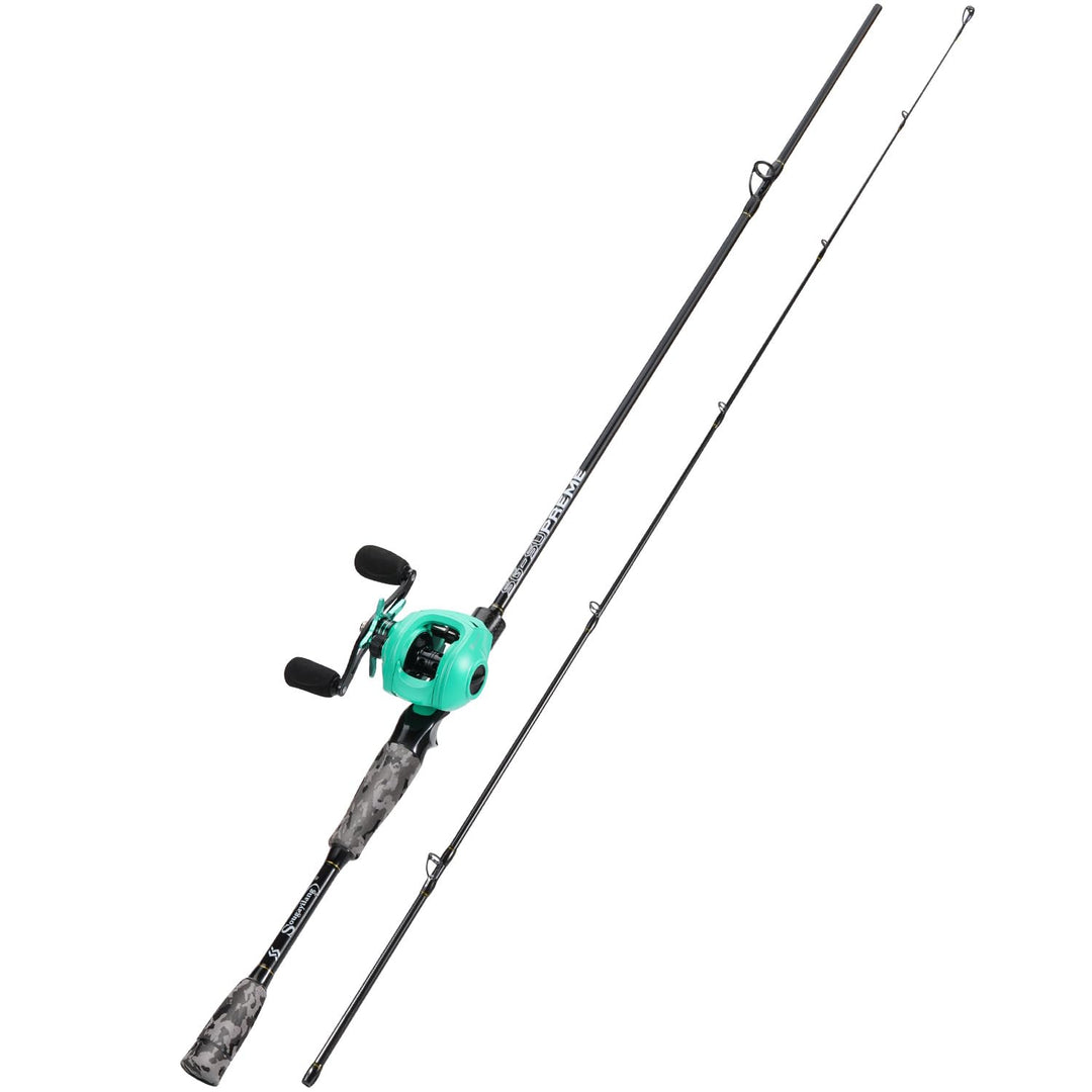 Sougayilang MX-2 Wurfangelrute und Baitcastrolle Combo, 1,8m/2,1m Baitcaster Combo - Raubfisch-Angel