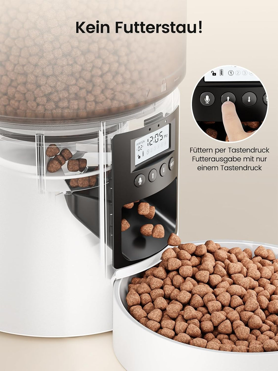 Anykuu Futterautomat Katze &amp; Hund 4L Pet Feeder Cat mit Timer &amp; Portionskontrolle 1-6 Mahlzeiten pro