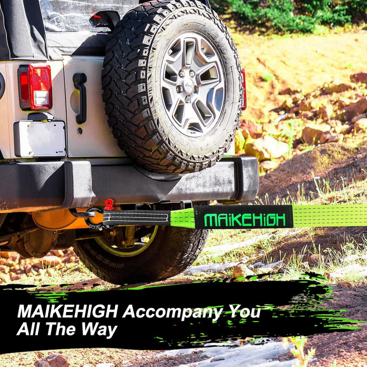 MAIKEHIGH Abschleppseil 5M x 5cm, 10 Tonnen (22,000 Lbs) Tow Rope Kit Für Off-Road Recovery mit 2 Ve