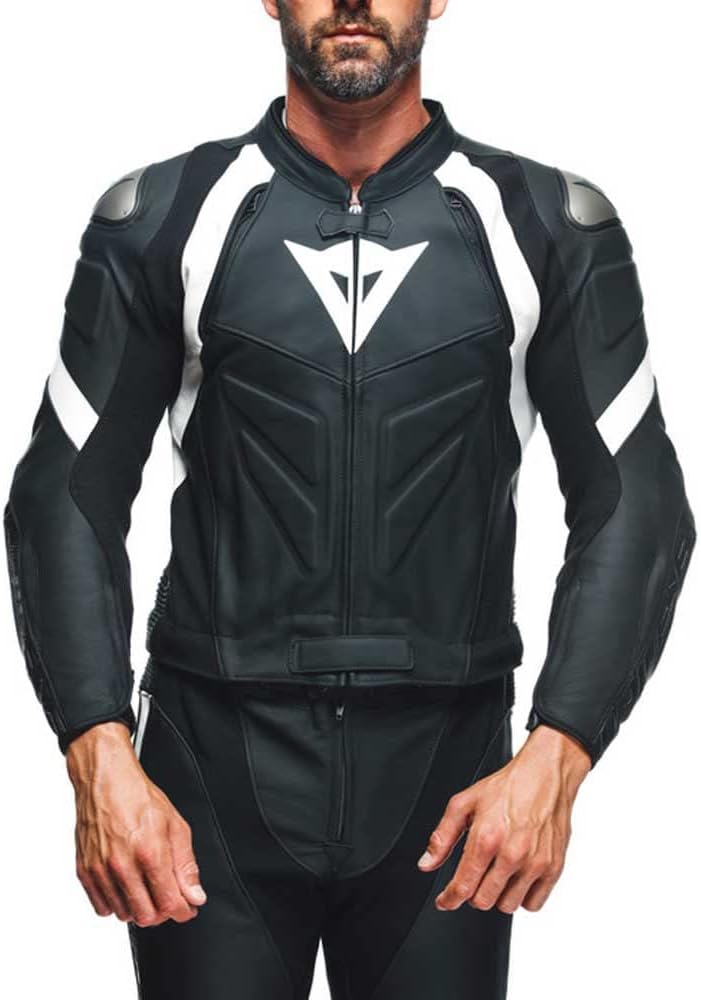 Dainese Avro 4 2-Teiler Motorrad Lederkombi (Black/White,48) 48 BLACK-MATT/BLACK-MATT/WH, 48 BLACK-M