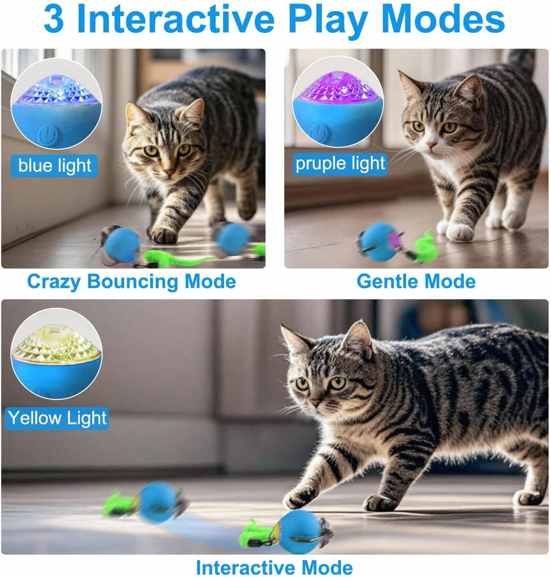 Interaktives Katzenspielzeug Elektrisch mit Federschwanz,2025 Neu Wiederaufladbares Firefly Interakt