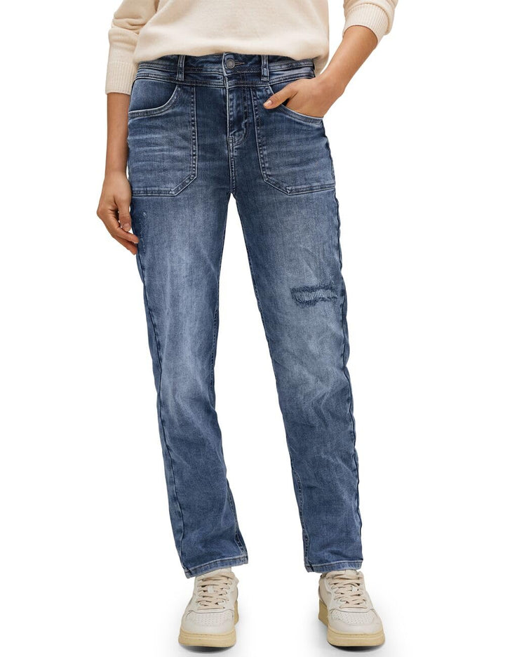 Street One Damen Jeanshose Straight 31W / 30L Authentic Indigo Wash, 31W / 30L Authentic Indigo Wash