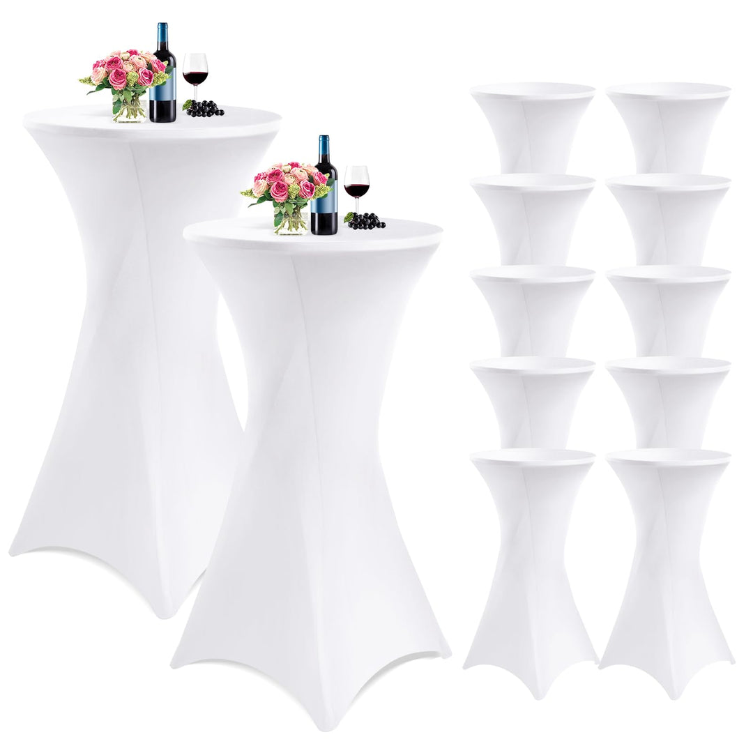Showgeous 10er-Set Stretch Stehtisch Husse für Bistrotisch Ø 60-65 cm,Hussen Stehtische Weiss 60 cm,
