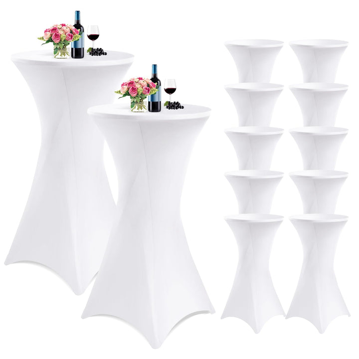 Showgeous 10er-Set Stretch Stehtisch Husse für Bistrotisch Ø 60-65 cm,Hussen Stehtische Weiss 60 cm,