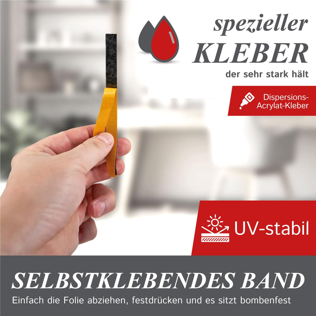 The Felt Store Filzband selbstklebend 40 mm breit, 1,5 mm dick, 20m lang, schwarz - vielseitiger Fil