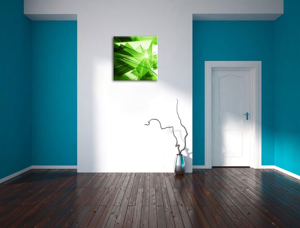 Abstrakt grünes Eis, Format: 70x70 auf Leinwand, XXL riesige Bilder fertig gerahmt mit Keilrahmen, K