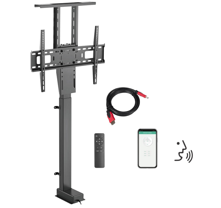 Maclean Elektrisch Höhenverstellbare 37-80" TV Halterung zum Einbau | mit Fernbedienung und mit App-