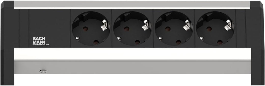 Bachmann 339.1000 Desk 4x Schuko Festanschluss 3m, Schwarz, Grau