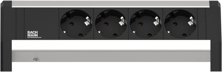 Bachmann 339.1000 Desk 4x Schuko Festanschluss 3m, Schwarz, Grau
