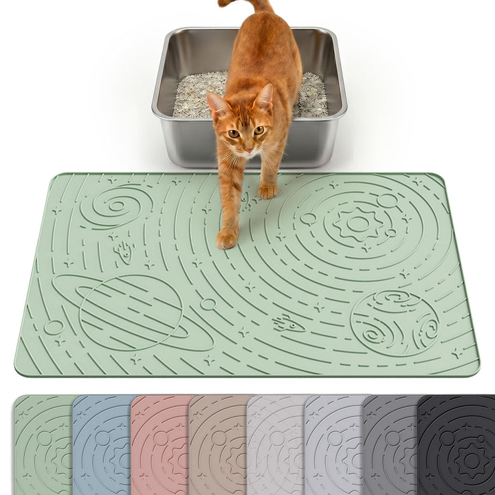OHMO Katzenklo Matte 60x40 cm aus Premium Silikon mit Sternenhimmel Muster, Katzenstreu Matte ist ei