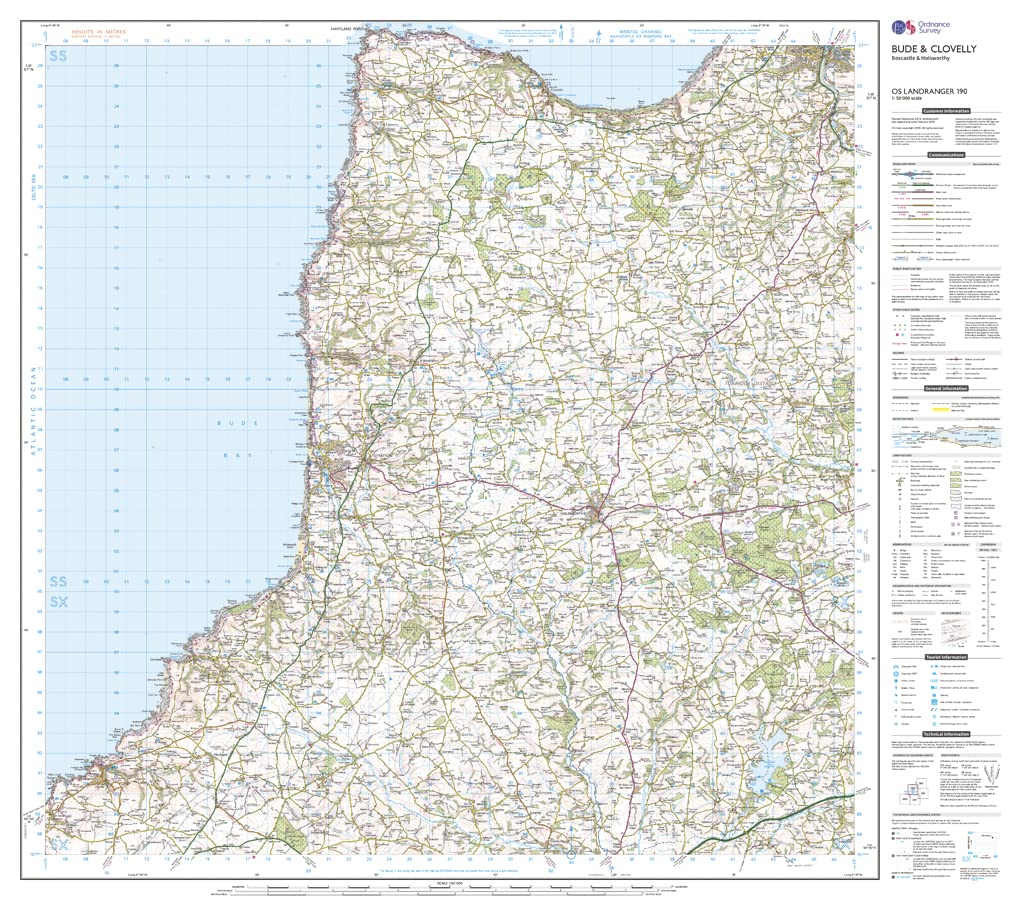 Bude & Clovelly, Boscastle & Holsworthy (OS Landranger Map, Band 190), Karte