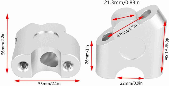 2Pcs Motorrad Lenker Riser Zurück Mount | Duokon Ø 22mm Universal Lenker Riser Lenkerklemme Adapter