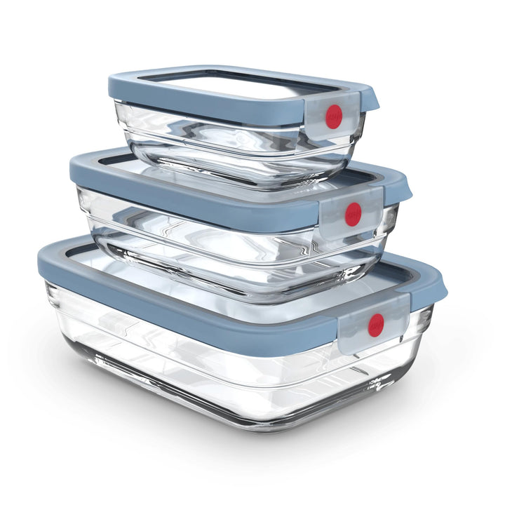 EMSA OneClick Glass Food Storage Container, Shopper Category, Ovenproof Up To 420°C, 100% Leak-Proof