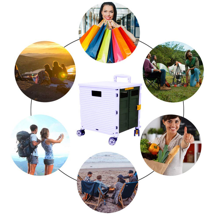 Faltbarer Einkaufswagen, 54L/45kg Hohe Kapazität Multifunktionaler Tragbarer Gebrauchswagen mit Tele