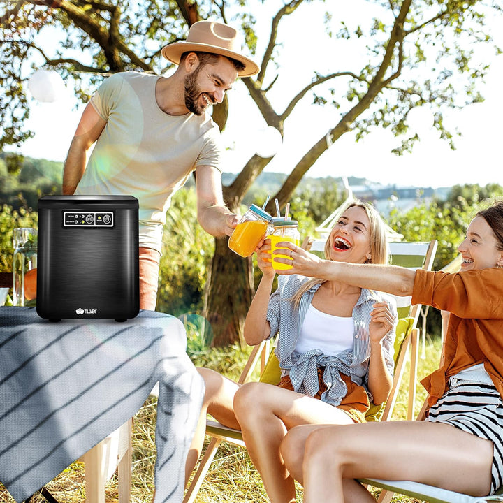 tillvex Eiswürfelmaschine Edelstahl 12 kg - 24 h | Eiswürfelbereiter 2,2 Liter Wassertank | Ice-Make