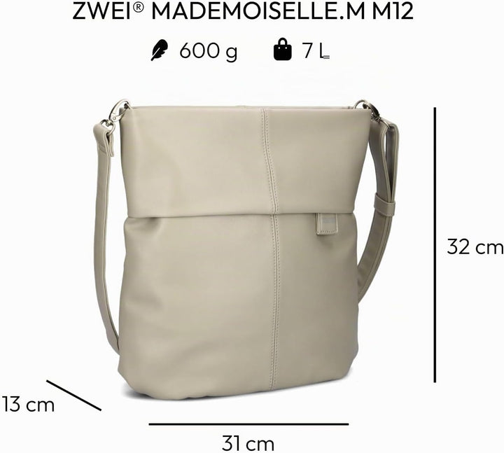 Zwei Damen Handtasche Mademoiselle.M M12 Umhängetasche 7 Liter Crossbody Bag, Schultertasche in DIN-