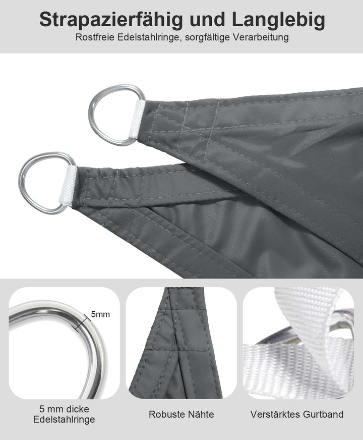 LOVE STORY Sonnensegel Wasserdicht 3x3x4.25m Dreieckig Rechtwinklig PES Polyester Sonnenschutz Winds
