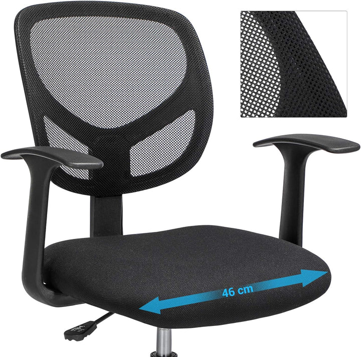 SONGMICS Arbeitsstuhl, Ergonomischer Bürostuhl mit Armlehnen, Sitzhöhe 55-75 cm, Hoher Drehstuhl mit