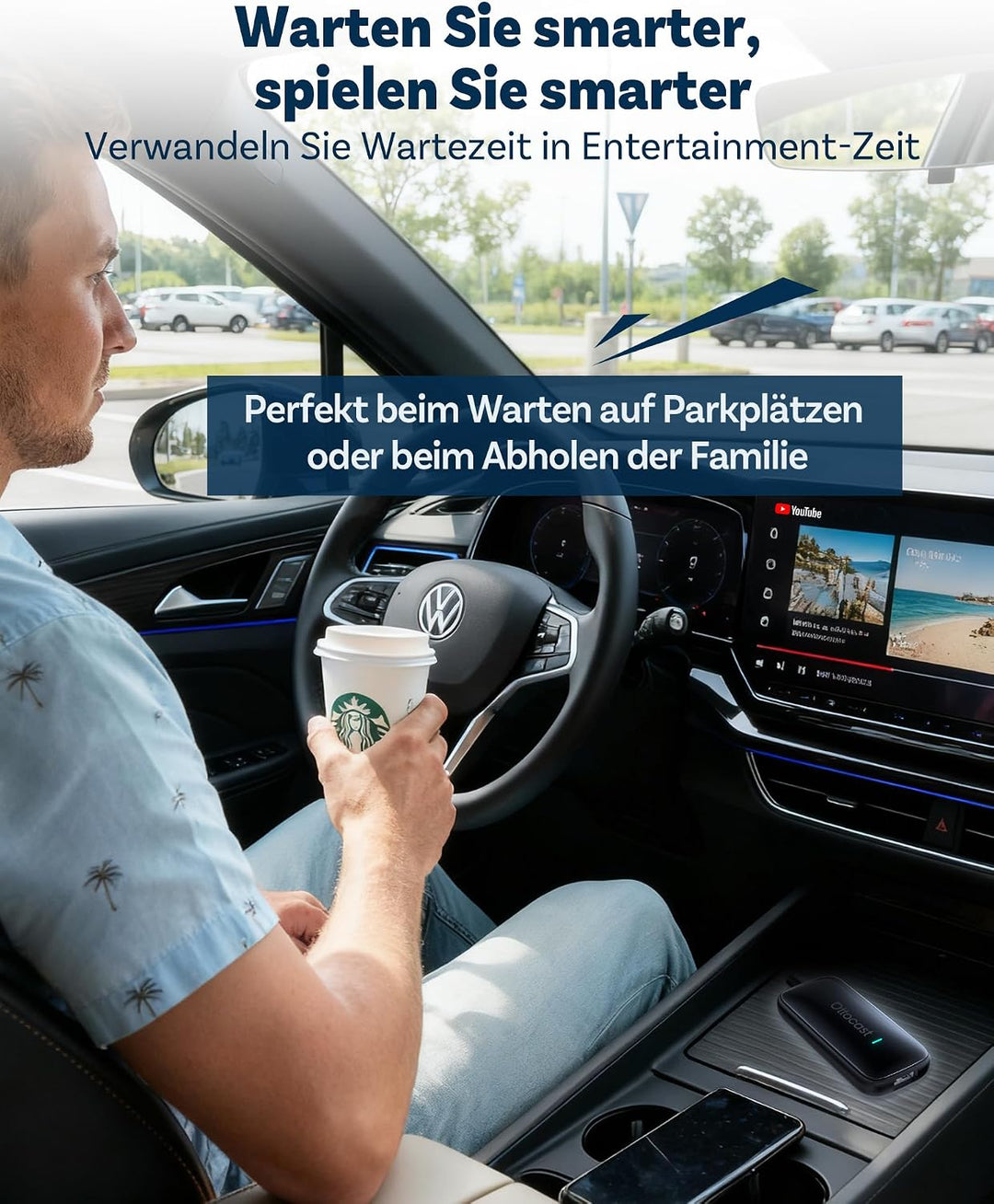 OTTOCAST Play2Video Ultra 2026 Upgrade, Wireless CarPlay Adapter AI Box mit YouTube, App Hub, bis zu