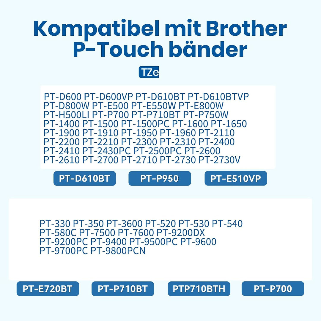TZe 251 24mm Kompatibel mit Brother TZe-251 P710BT P-Touch Cube Schriftbänder TZ251 1&