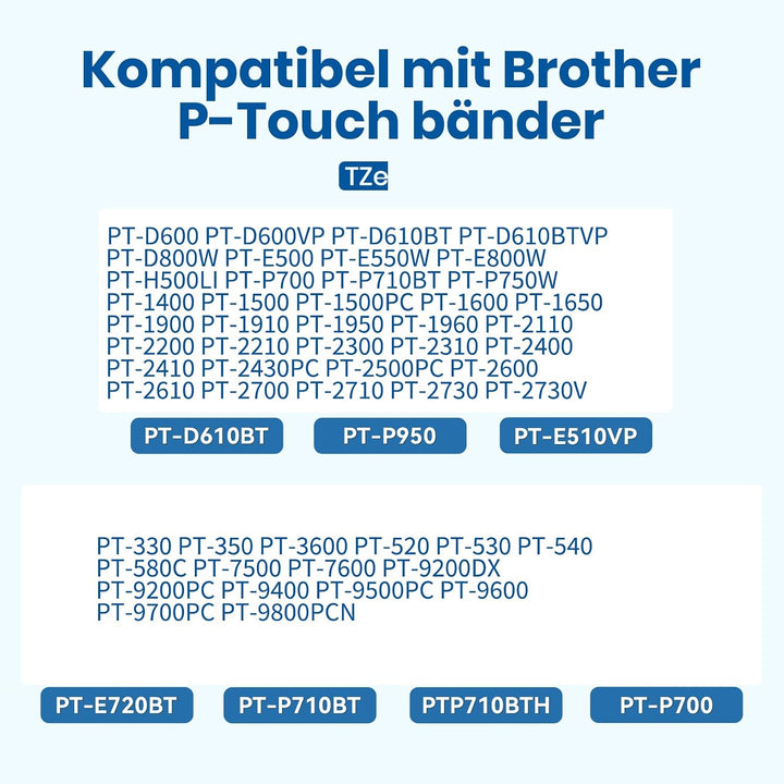 TZe 251 24mm Kompatibel mit Brother TZe-251 P710BT P-Touch Cube Schriftbänder TZ251 1&