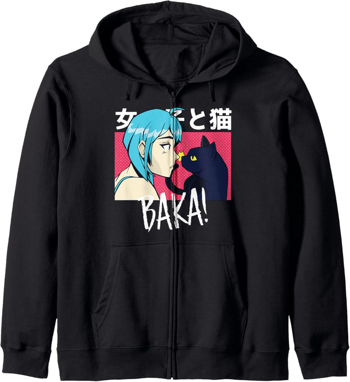 Kawaii Baka Katzen Ohrfeige -Lustiges Japanisches Anime Meme Kapuzenjacke