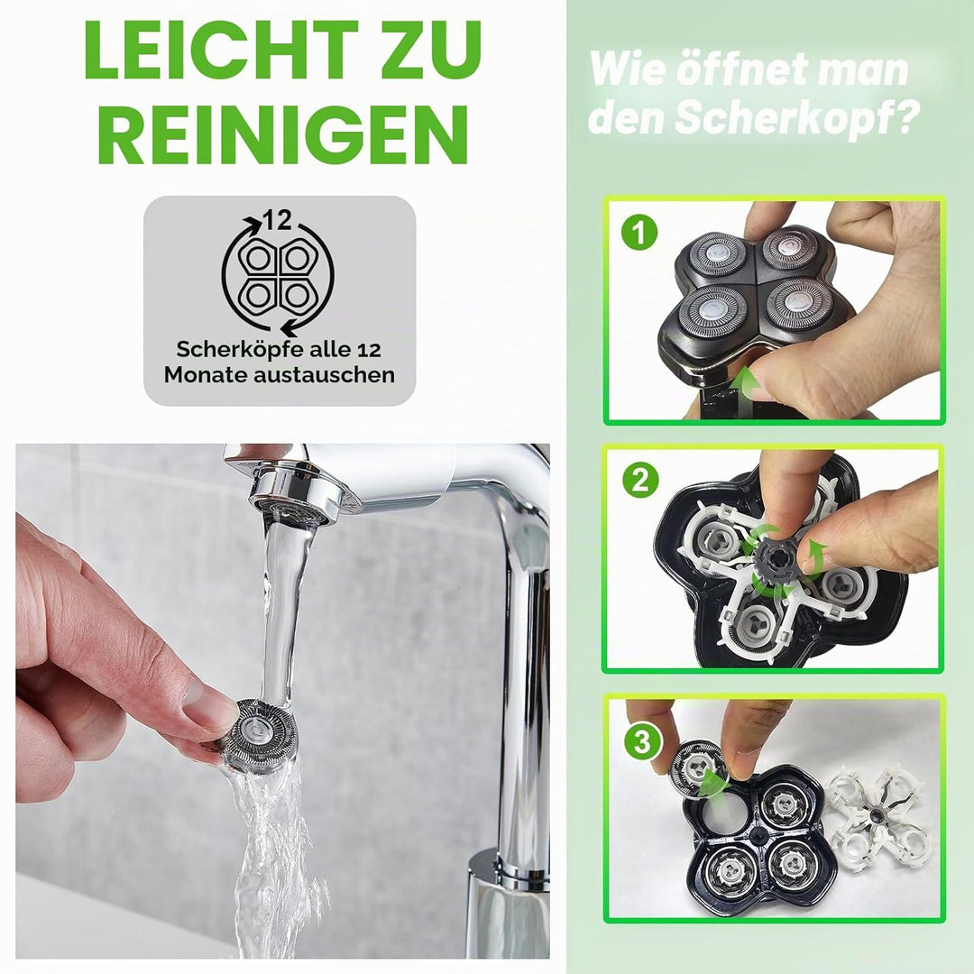 Ersatzklingen für Scherkopf kompatibel mit Sku*l Pitbull Gold PRO Rasierer Ersatzklingen für 4 Scher