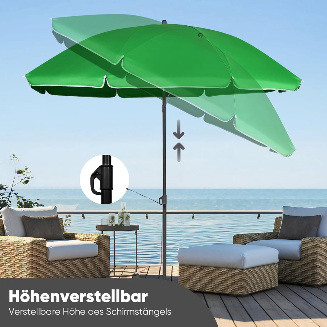 Sekey Sonnenschirm 160 cm mit Schutzhülle, Sonnenschirm Strand mit Neigungswinkel und Höhe verstellb
