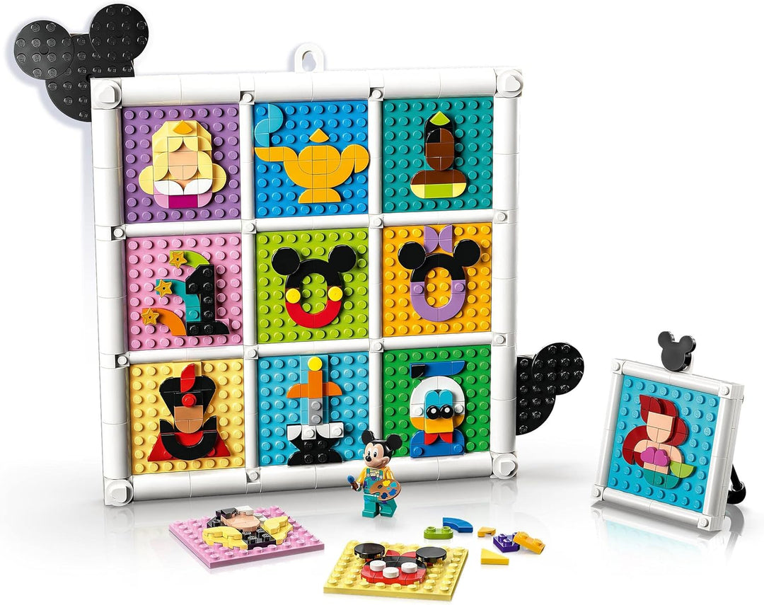 LEGO 43221 | Disney 100 Jahre Disney Zeichentrickikonen, Bastelset und DIY Set als Wandkunst und Sch