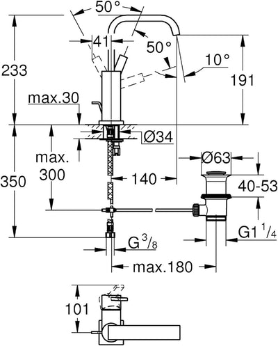GROHE Allure -Einhand-Waschtischarmatur (wassersparend, L-Size, Einlochmontage), chrom, 32146000 L h