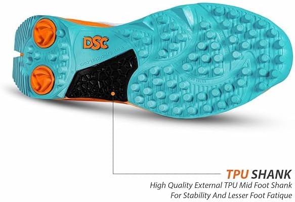 DSC Jaffa 22 Cricket Shoes | for Boys and Men | Lightweight | Embossed Design White Orange 43 EU, Wh