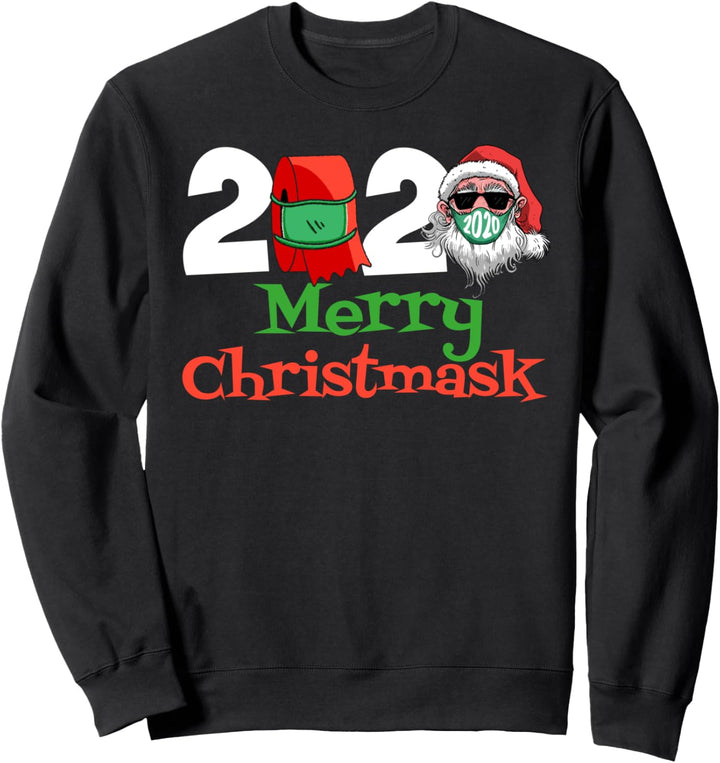 Frohe Weihnachtsmaske Santa trägt Gesichtsmaske Weihnachten Sweatshirt