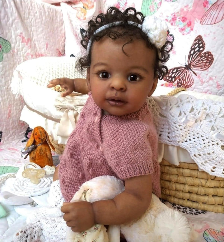 Zero pam Reborn Baby Mädchen, 48cm Reborn Baby Vollsilikon Lebensecht Puppe Mit Haaren, Realistisch